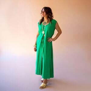 Kale green split front tunic top